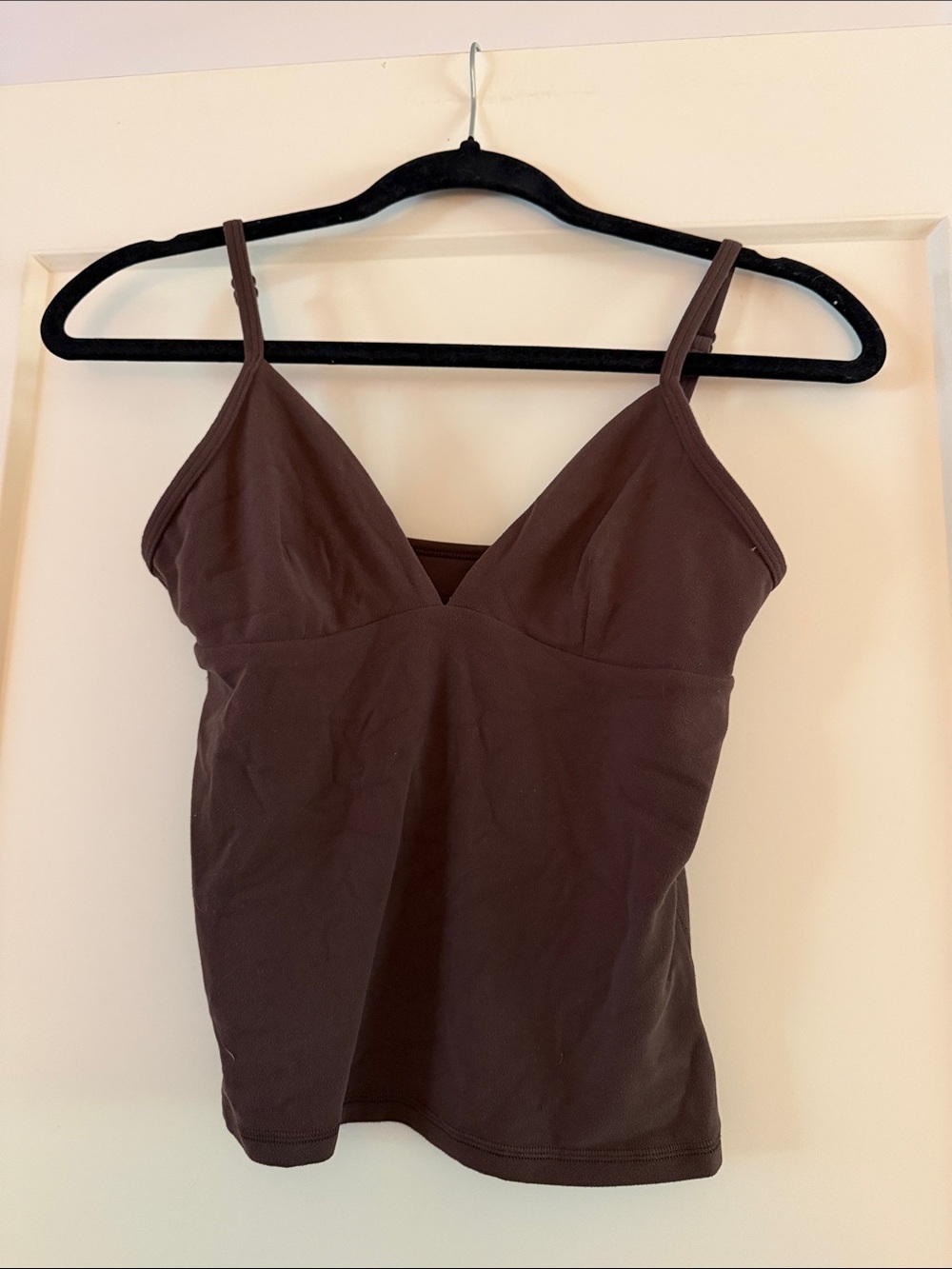 Aritzia Women's Brown V-Neck Spaghetti Strap Tank Top